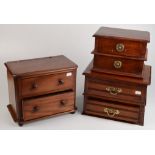 A Victorian miniature mahogany chest of drawers, and two Edwardian mahogany chests,
