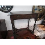 An oak side table, 17th century, with a single frieze drawer,