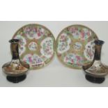 Two Chinese Canton porcelain plates, 19th century, each inscribed to the base 'Preney Garde 1869',
