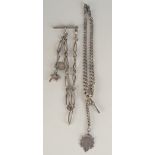 Two silver watch chains, 81g.