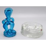 A blue Art Glass figure, engraved to the base 'Bath 2004', height 17.