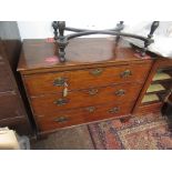 A George III oak chest of drawers, with three long drawers on bracket feet, height 83cm, width 99.