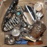 A box of plated ware.
