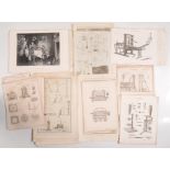 A collection of prints and engravings related to industry, approximately 100 pieces.