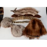 A Beaver fur cape, a mink stole, a sable stole and other fur items.