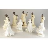 Five Minton porcelain and bronze figures, 'Sea Breezes', 'The Fisherman', 'Grecian Dancer',