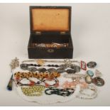 Costume jewellery in a Victorian box.