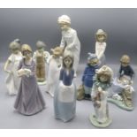 A selection of ten Nao by Lladro porcelain figures, height of tallest 27.5cm.