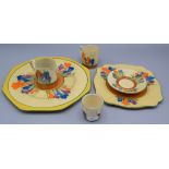 Two Clarice Cliff crocus pattern 'Bizarre' plates, 22 and 17.