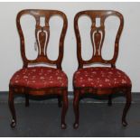A pair of Dutch marquetry side chairs, 18th century,