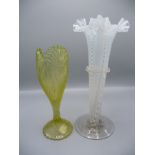 A Nailsea glass trumpet shaped vase, with a flared rim, height 27.