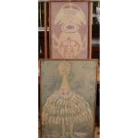 A framed Batik panel, 'Yuliond - Papuan mask Oct.1978', 62.7 x 42.
