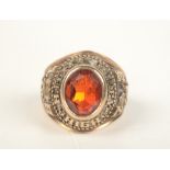 An American stone set 10ct gold fraternity ring 'H.