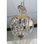 A cut glass and gilt metal basket chandelier, 20th century, height 39cm.