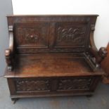 A oak hall bench, early 20th century,
