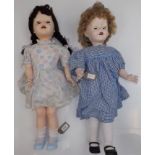 Two walkie dolls by Pedigree, each with swivel head, height of each 27".