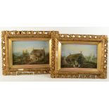 A pair of Victorian oil paintings, each depicting a country scene, each signed W.P.