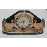 An Art Deco marble mantel clock, the 14.