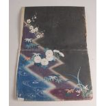 A watercolour of a kimono design sample, late 19th century, painted with flowers,