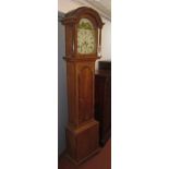 An oak and mahogany crossbanded eight day longcase clock, 19th century,