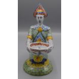 A French country faience double salt in the form of Egyptian figures, initials to base, height 16.