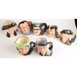 Seven Royal Doulton toby jugs, Merlin D6529, Capt.