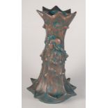 An Art Nouveau style cast metal vase, signed O.Bobbias, height 40.5cm.