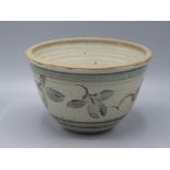 A Joe and Trudi Finch, Appin Pottery bowl, the beige mottled ground decorated with stylised flowers,
