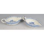 A pair of Chinese blue and white export porcelain sauce boats, 18th century,