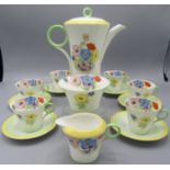 A Shelley porcelain coffee set, reg no 781613, comprising a pot, cream jug,