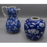 A Chinese blue and white prunus pattern ginger jar, early 20th century,