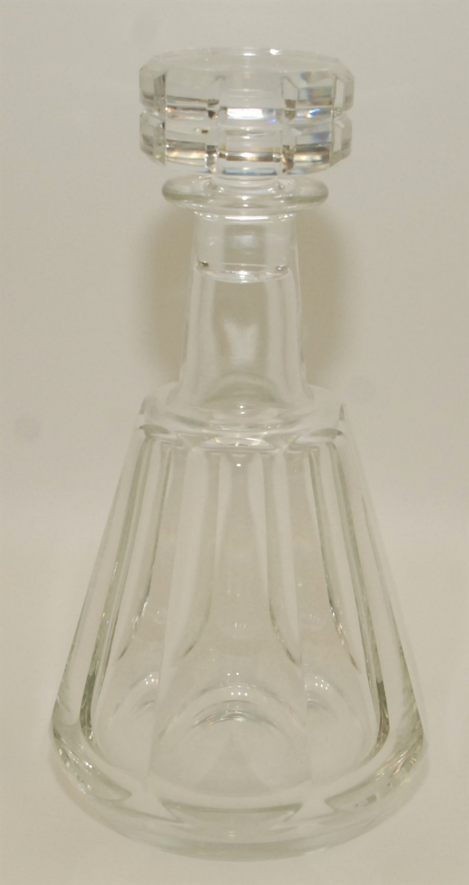 A Baccarat facetted mallet decanter and stopper, engraved mark to base, height 24cm.