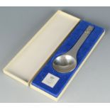A Georg Jensen bicentenary silver spoon, 2oz, original box.
