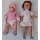 An all composition baby doll, together with a similar toddler doll, this full length 22".