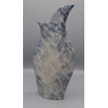 A Modernist pottery narrow vase in the form of a ewer, with a blue and white speckled design,