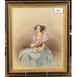 A watercolour of Lady Mary Paget, inscribed and dated London 1839, 29 x 25cm.