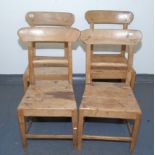 A set of four country dining chairs, early 19th century, each with a single horizontal bar splat,