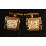 A pair of Cartier Tank 18ct yellow gold cuff-links each set with a pave square panel of sixteen