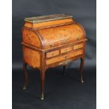 A French marquetry transitional style cylinder bureau, early 20th century,