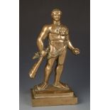 A bronze doorstop depicting Hercules, 19th century, height 28cm, width 13.5cm, depth 8.7cm.