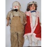 An all composition doll, the head with sleep eyes, open mouth, teeth and tongue,