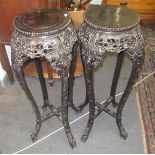 A pair of Chinese hardwood jardiniere stands, 19th century,