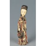 A Japanese polychromed ivory figure of Ransaik (Chinese Lan Ts'ai Ho) from the Eight Immortals of