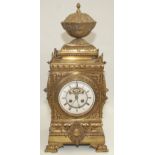An impressive French brass mantle clock, 19th century,