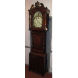 A Victorian mahogany eight day longcase clock, the painted dial with rolling moon aperture,