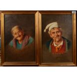 A pair of portraits, oils on canvas, signed Arturo Petrocelli, 45 x 30cm.