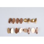 Four pairs of 9ct gold cufflinks, 20g.