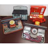 Two tin plate typewriters by Mettoy,