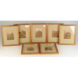 A set of nine hunting prints, each framed and glazed, total size 22 x 18cm.