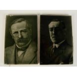 Two black and white porcelain portrait plaques,